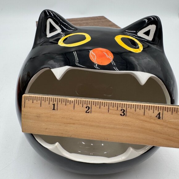 Black cat bowl Halloween birthday cat lover fun trendy adorable cute wide - Picture 11 of 12
